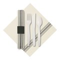 Caterwrap 8" x 4" Pre-rolled Black Dinner Napkins and EarthWise Cutlery PK 100 PK 120012